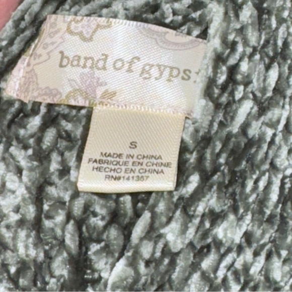 Band of Gypsies V Neckline Front/Back Sage Green Chenille Sweater Sz Small - Picture 5 of 9